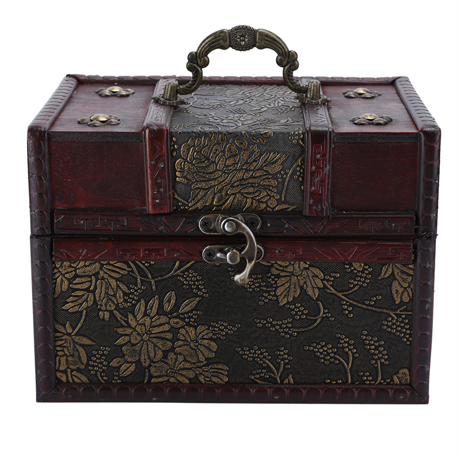 Portable Wooden Jewelry Box Organizer - Golden Grape Design