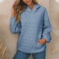 thumbnail image 2 of Daznico Sweatshirt for Women - Women's Solid Color Quilted Pocket Hoodie Casual Hooded Long Sleeve Pullover Tops Fall Clothes, Hooded Sweatshirt Women,Color:Blue Size:M, 2 of 8
