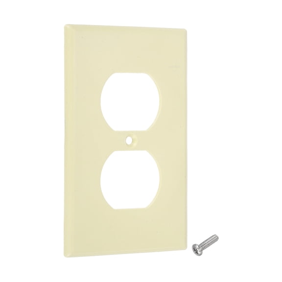 Uxcell 1Pcs Switch Plate Covers, Decorative ABS Outlet Cover, Paintable Electrical Wall Plug Light Switches Panel for Bathroom Bedroom Office, White(Duplex)