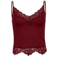 thumbnail image 4 of Yigetop Lace Tank Tops for Women, Women's Lace Top Elegant Blouses Woman Spaghetti Straps Tops Y2K Cropped Tops Fashion Tank Top Camisole Blouse Tops T Camisole Tops for Women Built in Bra Red XL, 4 of 4