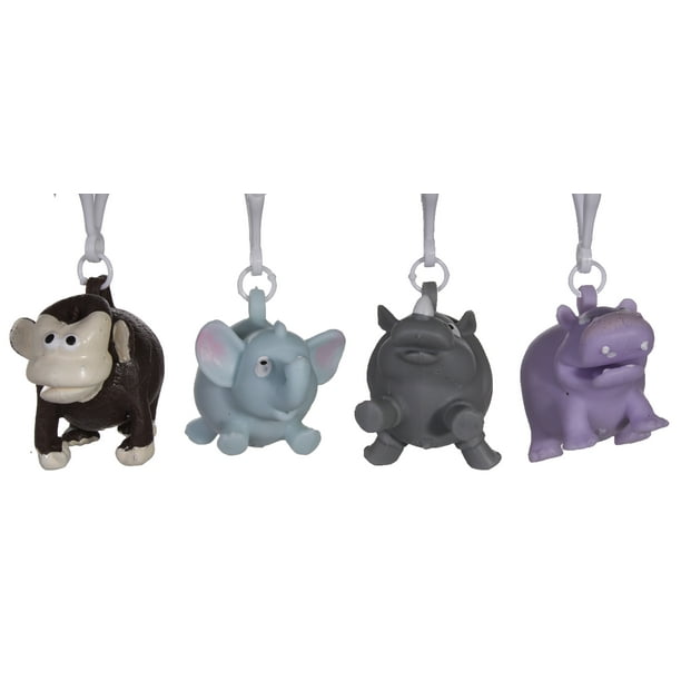 Set Of 4 Naughty Pooping Jungle Animals on Carabiner Clip 