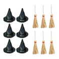 thumbnail image 5 of 12 Pcs Mini Witch Hat and Broom Set, Plastic Black Hats with Wooden Sweepers for Fall Party Craft Table Decor Bottle Toppers, 5 of 9