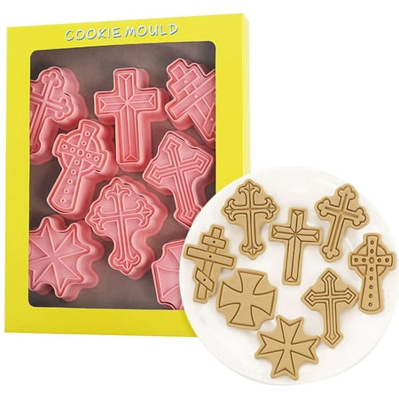 

Viugreum Cross Mold | 3D Cookie Cutter Set Fondant Cross Mold | Cookie Cutters Set Biscuit Cutter Christian Cartoon Cutters for DIY Cookie Cake Baking Supplies 8Pcs