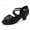 Black, variant on Womens Latin Dance Shoes Low Heel Buckle Strap Sandals Comfortable PU Sandals For Women Practice Performance Ballroom Tango Shoes Silver US :8