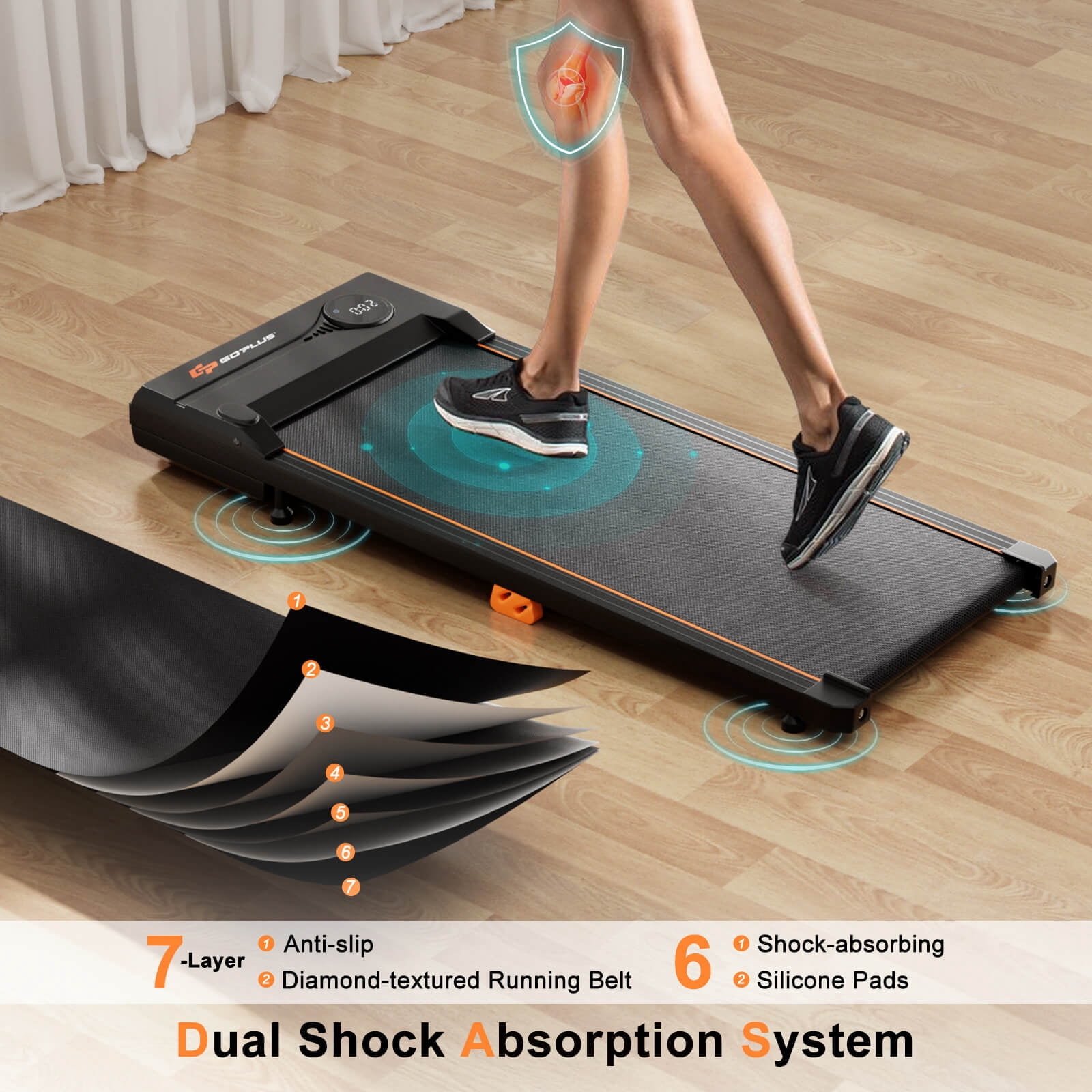 Goplus 2.5HP Under Desk Treadmill with Remote Control LED Display 12 Preset Programs