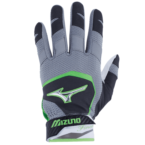 Mizuno Finch Youth Softball Padded Batting Glove, L, BlackOptic