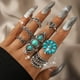 thumbnail image 4 of Anillos boho turquesa con hojas, 7 piezas, para mujer, gran regalo de cumpleaños, 4 of 8