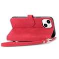 thumbnail image 6 of Nalacover Wallet Case for iPhone 14 Plus, Embossed Pattern Design Zipper Pocket Handbag Wrist Strap Premium PU Leather Flip Cover with Card Slots Holder Magnetic Clasp Kickstand Case,Red, 6 of 13