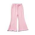 thumbnail image 2 of uublik Girls Bell Bottom Pants 2-10 Years Flare Wide Leg Sweatpants Elastic Waist Yoga Pants for Kids Sweats Pink, 2 of 3