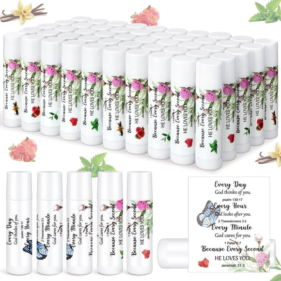 Bálsamo labial Siifert Christian Bulk, 50 unidades, con versículos bíblicos florales