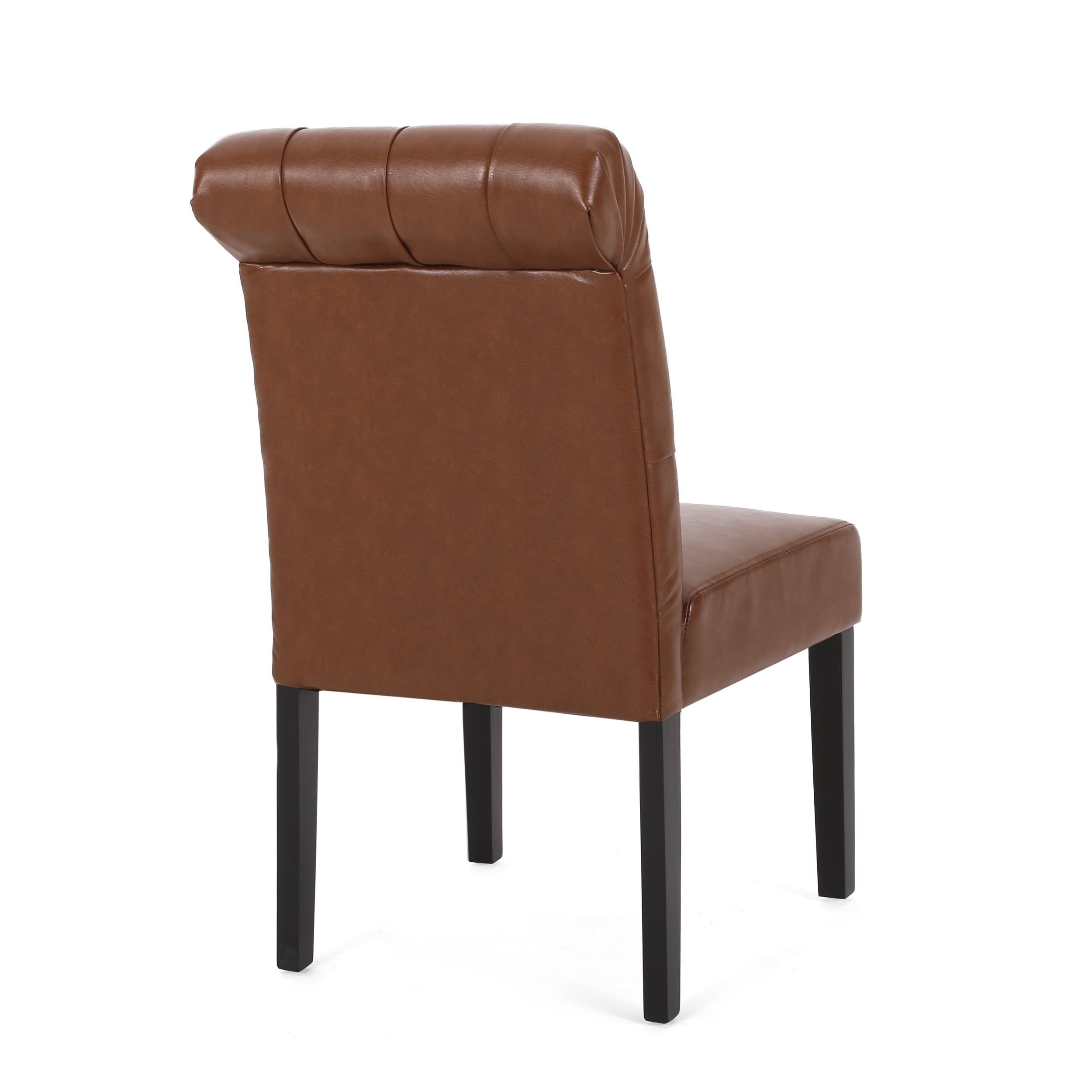 Noble House Cullon Contemporary Faux Leather Dining Chairs, Set of 4, Cognac Brown