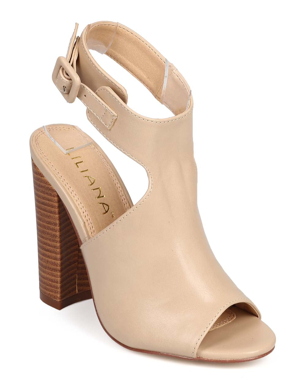 beige closed toe heels with ankle strap