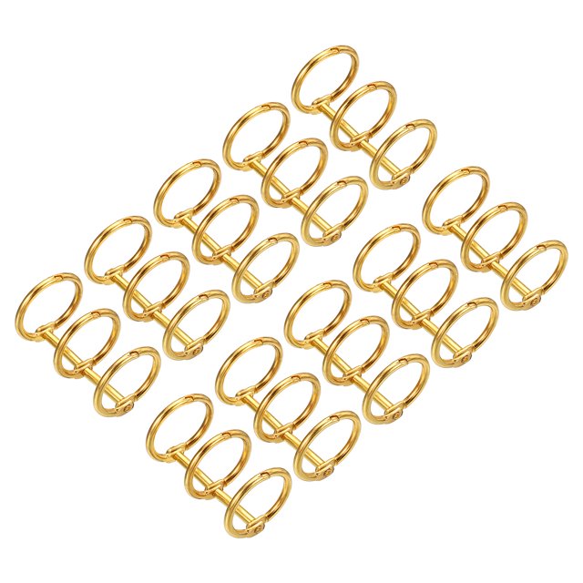 Unique Bargains 0.79' Dia. 3 Circle Detachable Metal Binder Rings Loose Leaf Rings, Gold Tone 10 Pack