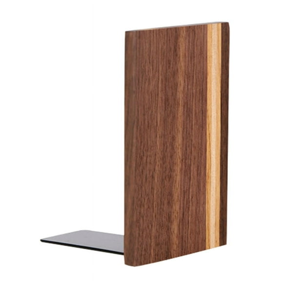 WINDLAND Solid Wood Bookend with Metal Base Magazine Book Display Holder Desk Ornemants