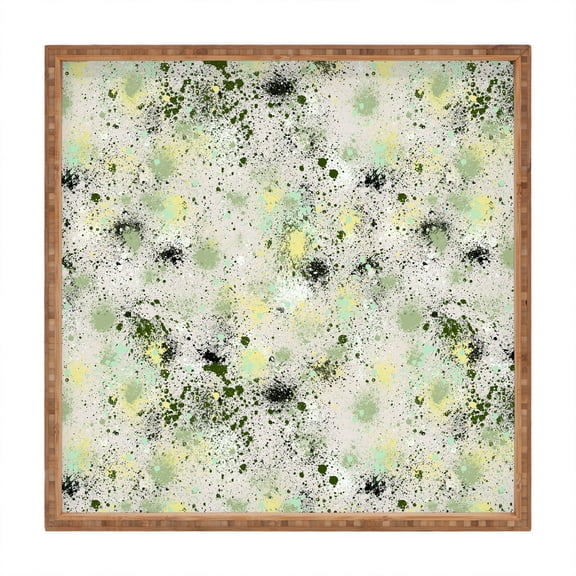 Society6 Ninola Design Ink Splatter Lime Banana Medium Square Bamboo Tray, 12" x 12"