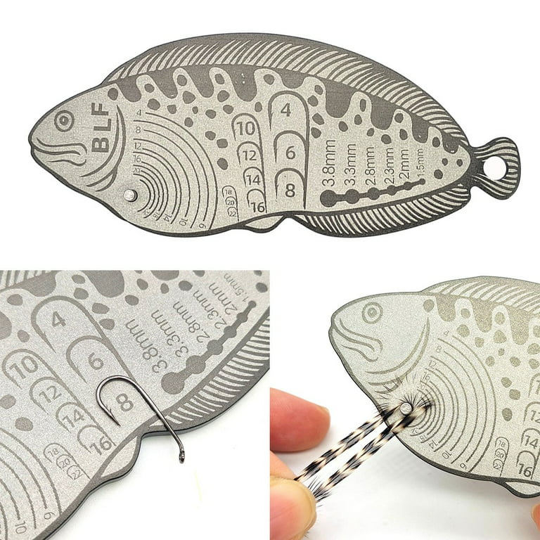 Fly Fishing Hook Feather Gauge Measuring Ruler Lure Bait Fly Tying Size Tool