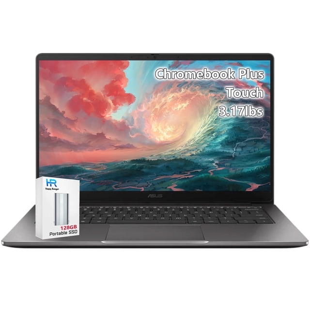 ASUS Chromebook Plus Laptop con Pantalla Táctil - Intel Core i3-1315U - Pantalla Táctil FHD de 14inch - 8GB RAM/ 128GB Almacenamiento +128GB PSD - Gamer Chrome - Estudiantes Escuela Niños