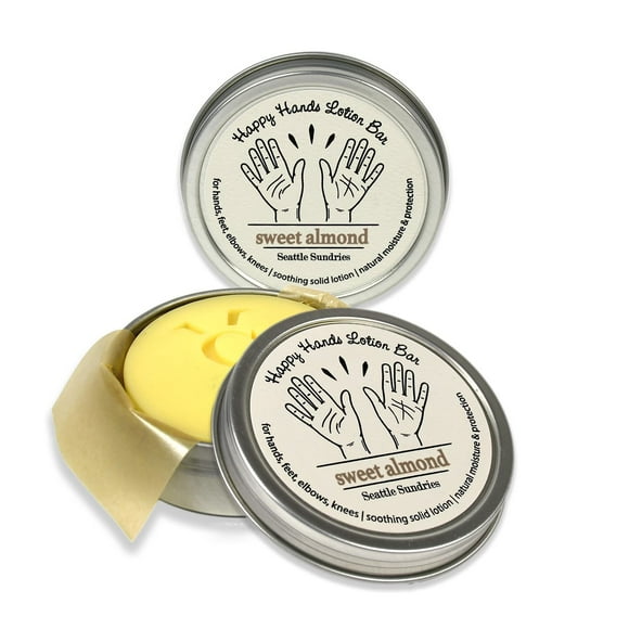 Seattle Sundries Sweet Almond Natural Beeswax & Shea Butter 2X (1.15Oz) Hand Made Solid Lotion Bars In Tins- Moisturize & Protect Dry Skin - Lotion Set For Women From