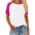 thumbnail image 2 of ECZHAW Women's Short Sleeve Tee Crew Neck Loose Fit Tunic T Shirts Color Block Workout Athletic Summer Tops,, 2 of 5