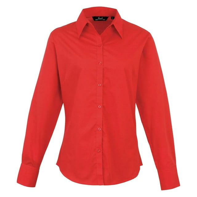 Premier Womens Poplin Long-Sleeved Blouse