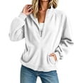 thumbnail image 5 of Admvng Women's Sweatshirt Half Zip Ribbed Knit Stand Collar Long Sleeve Pocket Casual Lightweight Pullover Top, 5 of 5