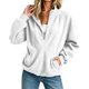 thumbnail image 4 of Sudadera de Pana para Mujer con Media Zíper, Suéter de Forro Polar Suave y Ligero, Sudadera Casual Holgada de Manga Larga con Bolsillo y Estampado Sólido sin Capucha, 4 of 5