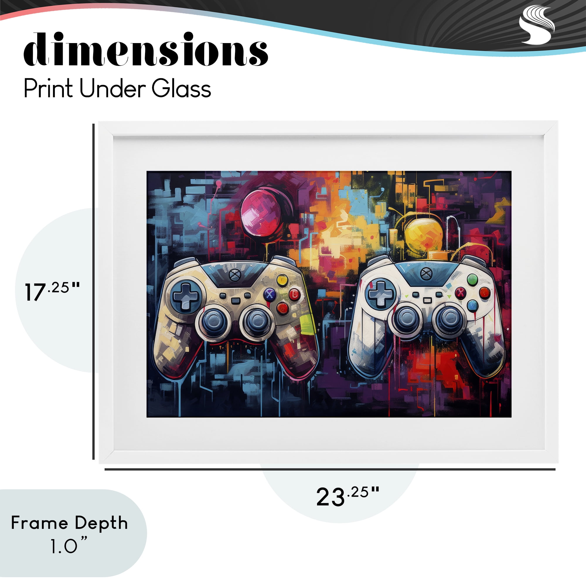 Stupell Industries Double Controller Modern Gamer White Framed Print Under Glass, design by Lazar Studio