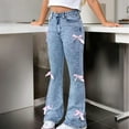 thumbnail image 4 of XQYLOS Teen Girls Flare Bell Bottom Jeans High Waist Y2K 𝖲tretch Denim Pants with Bow Accent Tween 8-16 Years 𝖵intage Retro 𝖲tretchy, 4 of 8