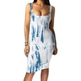 thumbnail image 6 of WUXIAN Bodycon Dresses For Women Tie Dye Sleeveless Sweetheart Neck Slim Fit Ruched Fashion Bandage Club Evening Party Midi Dress Tube Club Tank Clubwear,Blue,L, 6 of 6