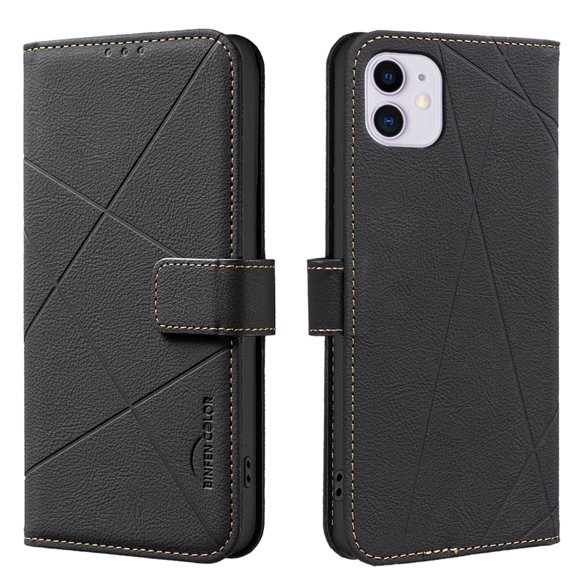 Allytechgroup Case for iPhone 11 with Credit Card Slot, RFID Blocking PU Leather Slim Stand Wallet Flip Case Shockproof Full Body Cover Bumper for iPhone 11, Black