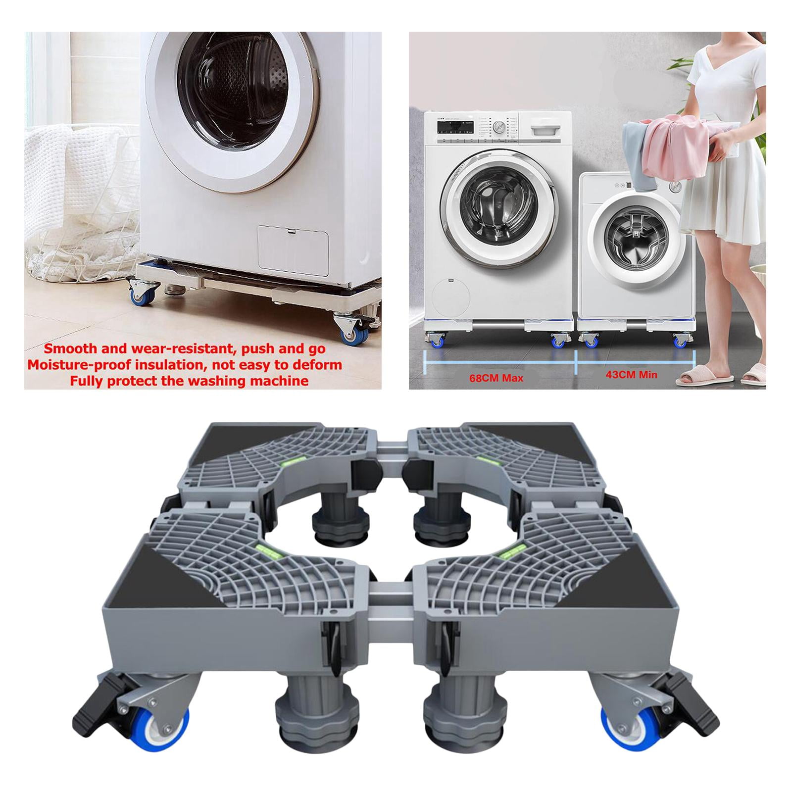 Fridge 4 Swivel Wheels Washing Machine Stand Base Length, Width, Height Adjustable - Style 2 Gray, Multi