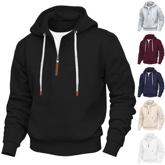 KeShDi Hoodie Men Zip Hoodies for Men Men Solid Color Casual Fashion Loose Long Sleeve Zipper Hooded Hoodie Navy L