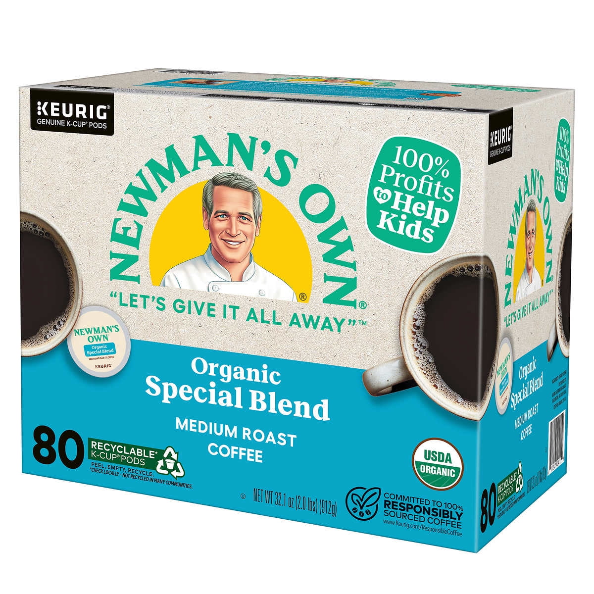 Newman's Own Organics Coffee Special Blend Medium Roast K-Cup Pod, 80 Count