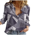 thumbnail image 1 of Pompotops Mode Blouse Élastique Confortable à Manches Longues Col Rabattu Boutons Décontractée Chemises Liquidation, 1 of 7