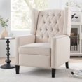 thumbnail image 2 of 27" Wide Manual Wingback Recliner Chair, Vintage Accent Chair, Recliner Chair with Nailhead Trim and Birch Legs, Tufted Single Sofa Chair, for Home, Living Room, Office, Bedroom, Beige, 2 of 7