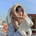 thumbnail image 3 of ziyahi Luxuriously Soft Rex Scarf Comfortable And Skin-friendly Winter Rabbit Ear Scarf Hooded Pink, 3 of 6