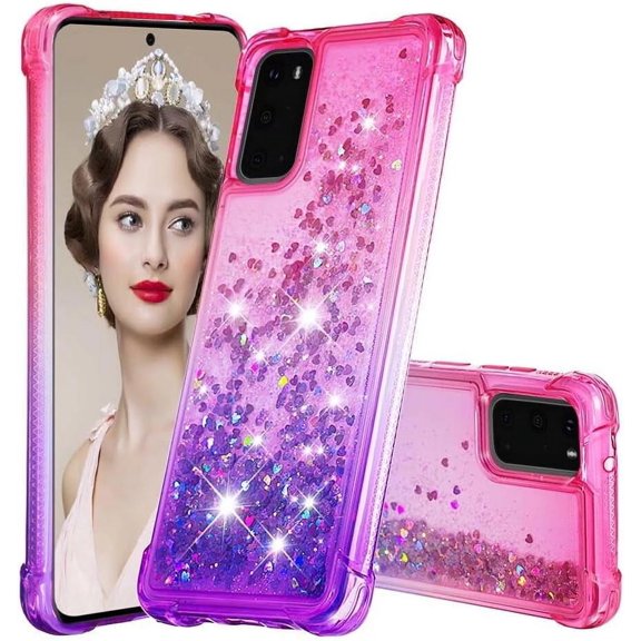 Case for Galaxy A56 5G,Flowing Bling Liquid Gradient Sparkle Moving Glitter Quicksand Waterfall Anti-Fall Girls Women Protect Phone Case for Samsung Galaxy A56 5G (Pink/Purple)