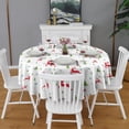 thumbnail image 2 of White Christmas Reindeer and Tree Pattern Round Tablecloth 60"x60",Wrinkle Wipeable Table Cloth for Kitchen Dining Room Picnic Patio Party, 2 of 6