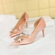 thumbnail image 2 of Zapatos de tacón alto sexys de punta puntiaguda de boca baja para banquetes para mujer, zapatos de gamuza con huecos laterales, con perlas y diamantes de agua, zapatos clásicos individuales, 2 of 5