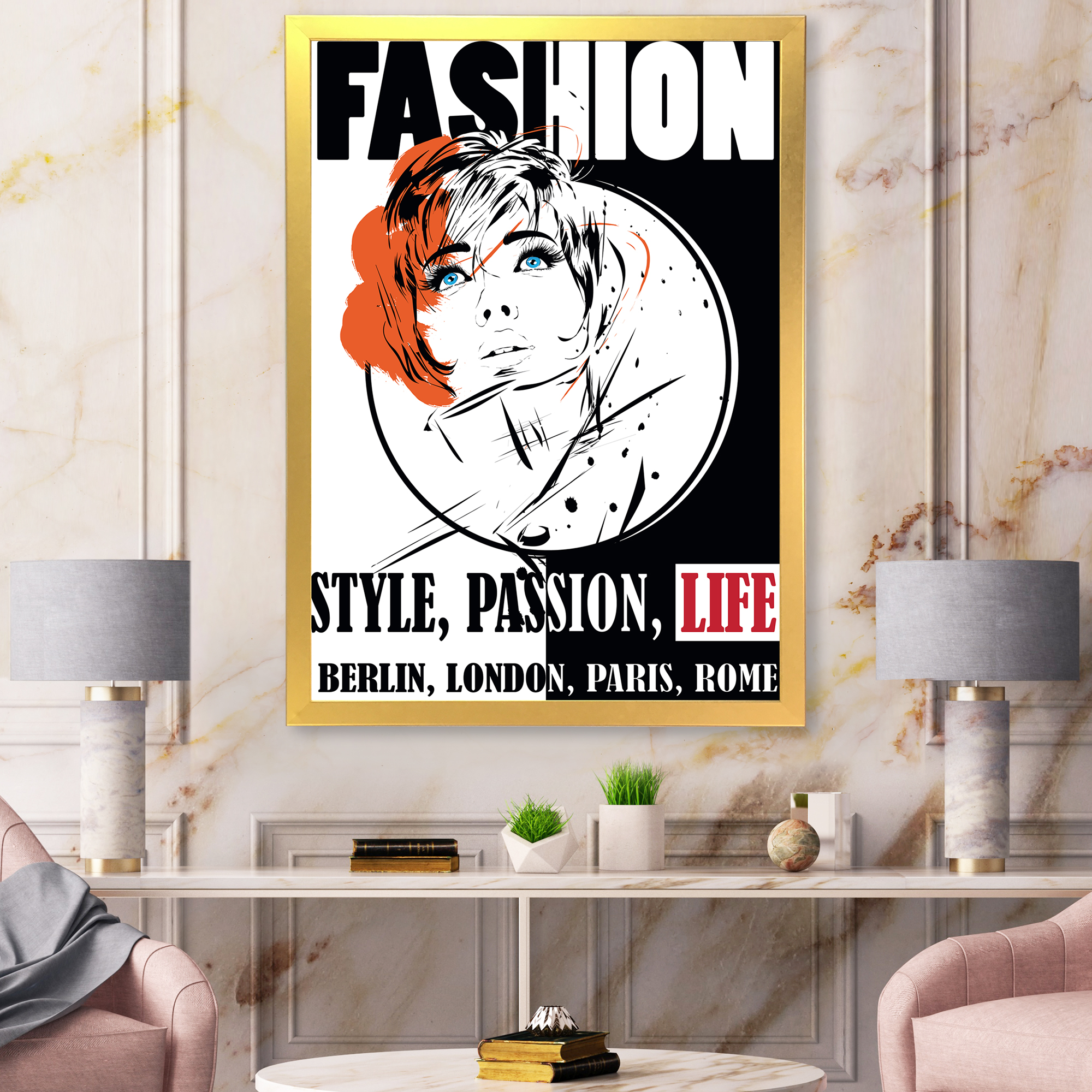 Designart 'Style Passion Life Fashion Woman IV' Vintage Framed Art Print