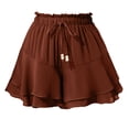 thumbnail image 1 of Pantalones de falda con volantes de doble capa for mujer, con cintura elástica y cordón, pantalones de falda informales antiexposición deportivos, 1 of 7
