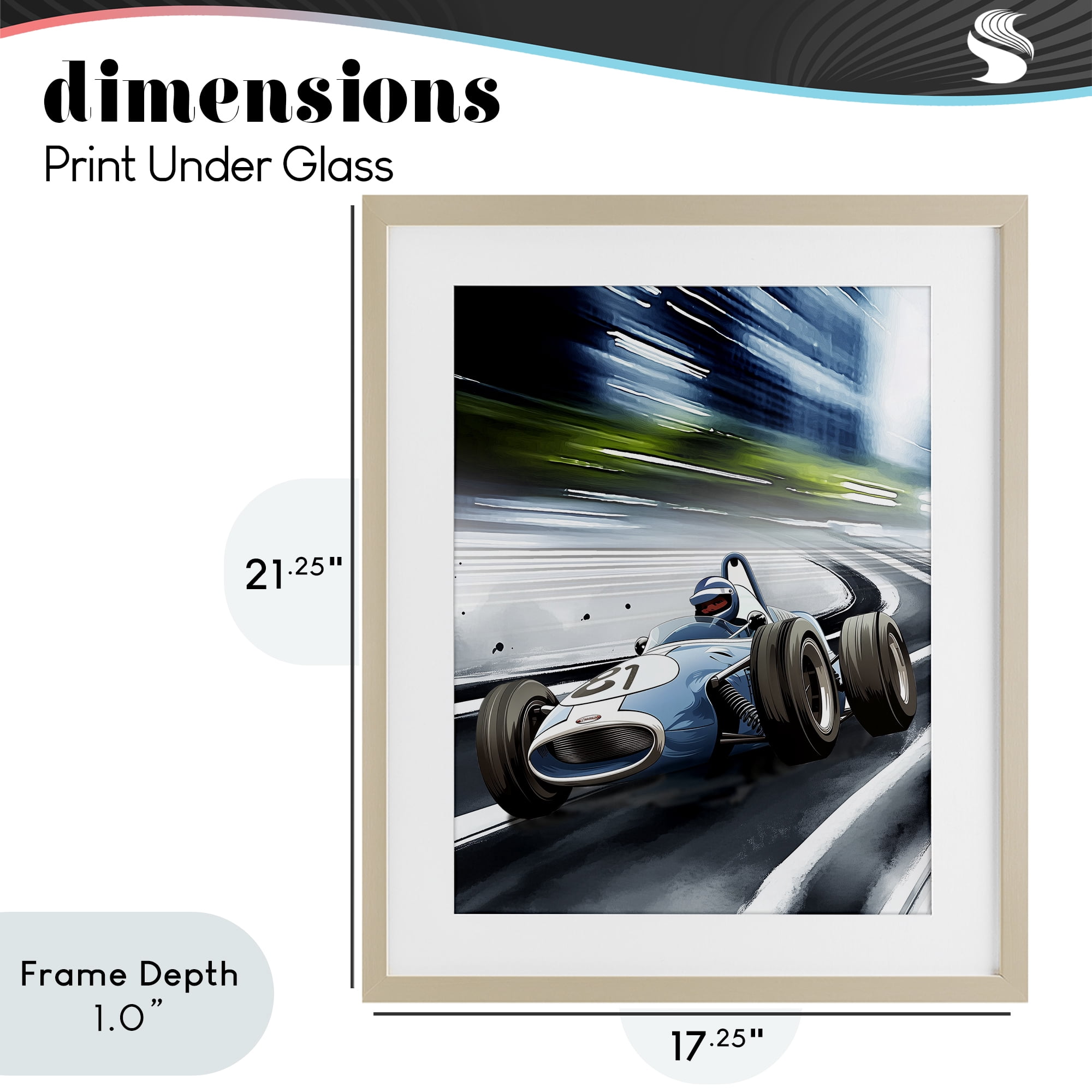 Stupell Industries Speeding Racecar Driver Birch Framed Print Under Glass, design by Christine Simpson Art