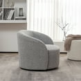 thumbnail image 6 of 34" W Mid Century Modern Swivel Barrel Chair, Round Upholstered Boucle Swivel Accent Chairs, No Assembly Sofa Chair for Living Room Bedroom Reading Apartment Lounge Nursery(Gray), 6 of 14
