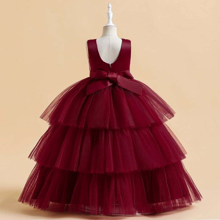 HAWEE Flower Big Girls Tulle Princess Pageant Dress for Wedding