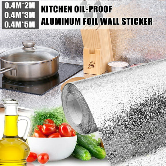 Kitchen Self-adhesive Oil-Proof Wall Sticker Aluminum Foil Wallpaper DIY Stove Cabinet Wall Beautification Decoration Home Decor