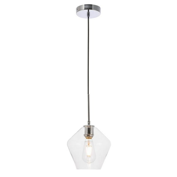 Gene 1 light Chrome and Clear glass pendant