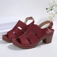 thumbnail image 5 of Viluyesy Womens Block Heels Sandals, Peep Toe Adjustable Buckle Comfortable Ladies Casual Holiday Dressy Shoes Wine US9, 5 of 9