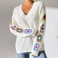 thumbnail image 5 of XMMSWDLA Flower Sweater for Women Crochet Sleeve Sweaters Trendy Pullover Knitwear, 5 of 7