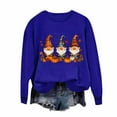 thumbnail image 3 of TKLPEHG Fall Thanksgiving Sweatshirt for Women Gnomes Pumpkin Print Graphic Sweatshirts Long Sleeve Crewneck Loose Tops (Blue,L), 3 of 3