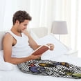 thumbnail image 4 of Uemuo Bright Insects Pattern Men's Wide Leg Palazzo Lounge Pants with Pockets Light Weight Loose Comfy Casual Pajama Pants-, 4 of 9